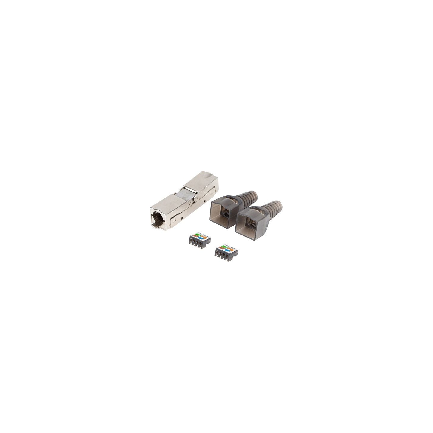 Lanberg | 2X RJ45 CAT6A FTP Plug 8P8C Tool-less Adapter | PL2SA-6000TL | Silver/Transparent