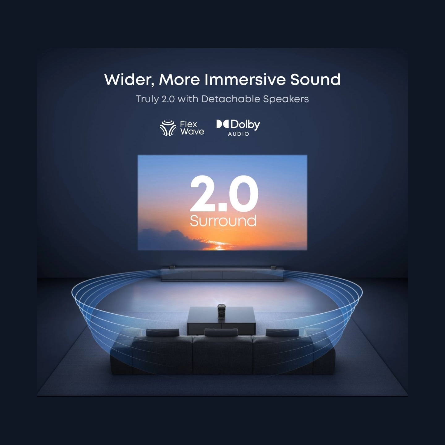 Anker Nebula Nebula P1 Portable Projector with Detachable Speakers | Full HD (1920x1080) | 650 ANSI lumens | Grey