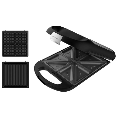 Cecotec Sandwich Maker | Rock'nToast Family 3in1 | 1500 W | Number of plates 3 | Black