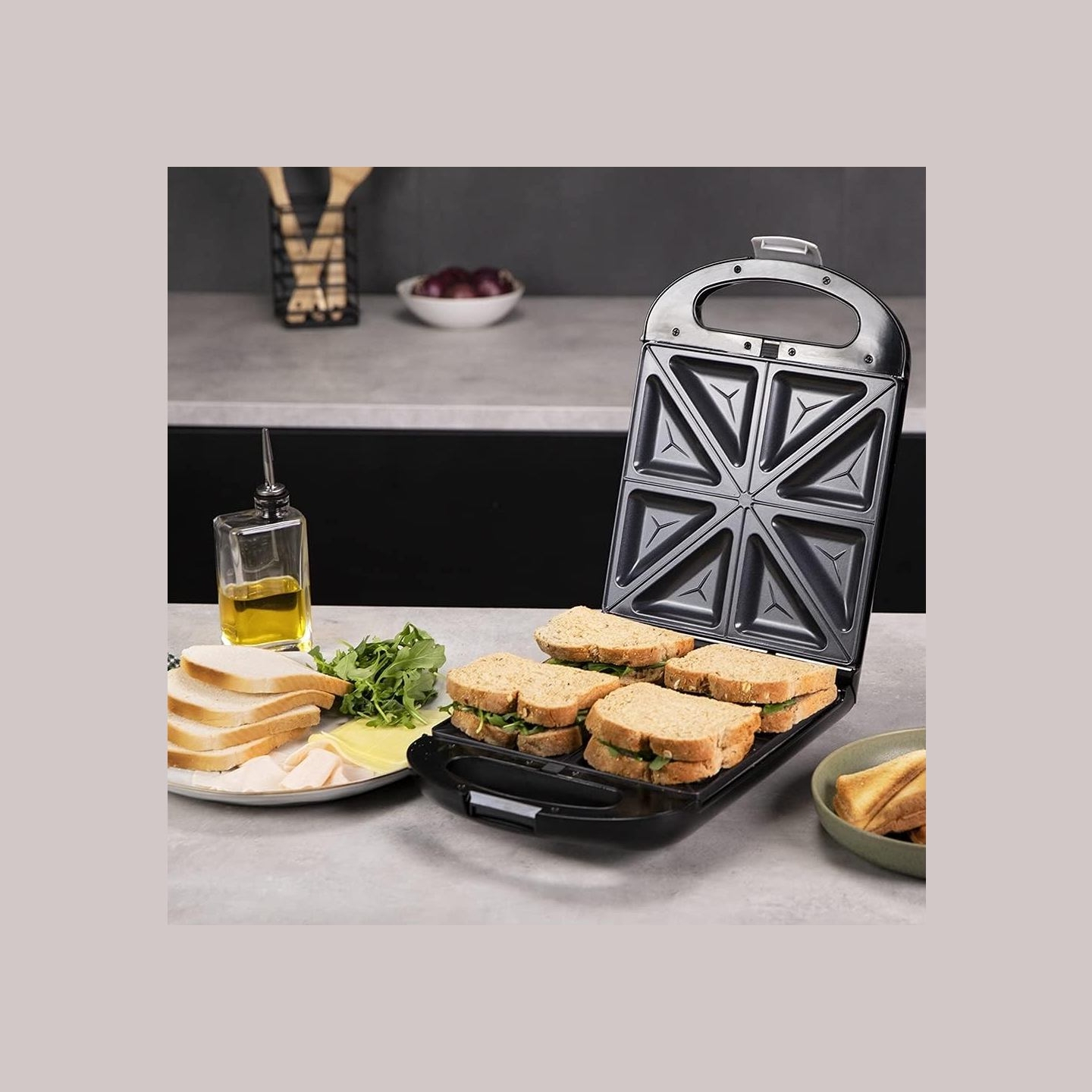 Cecotec Sandwich Maker | Rock'nToast Family 3in1 | 1500 W | Number of plates 3 | Black