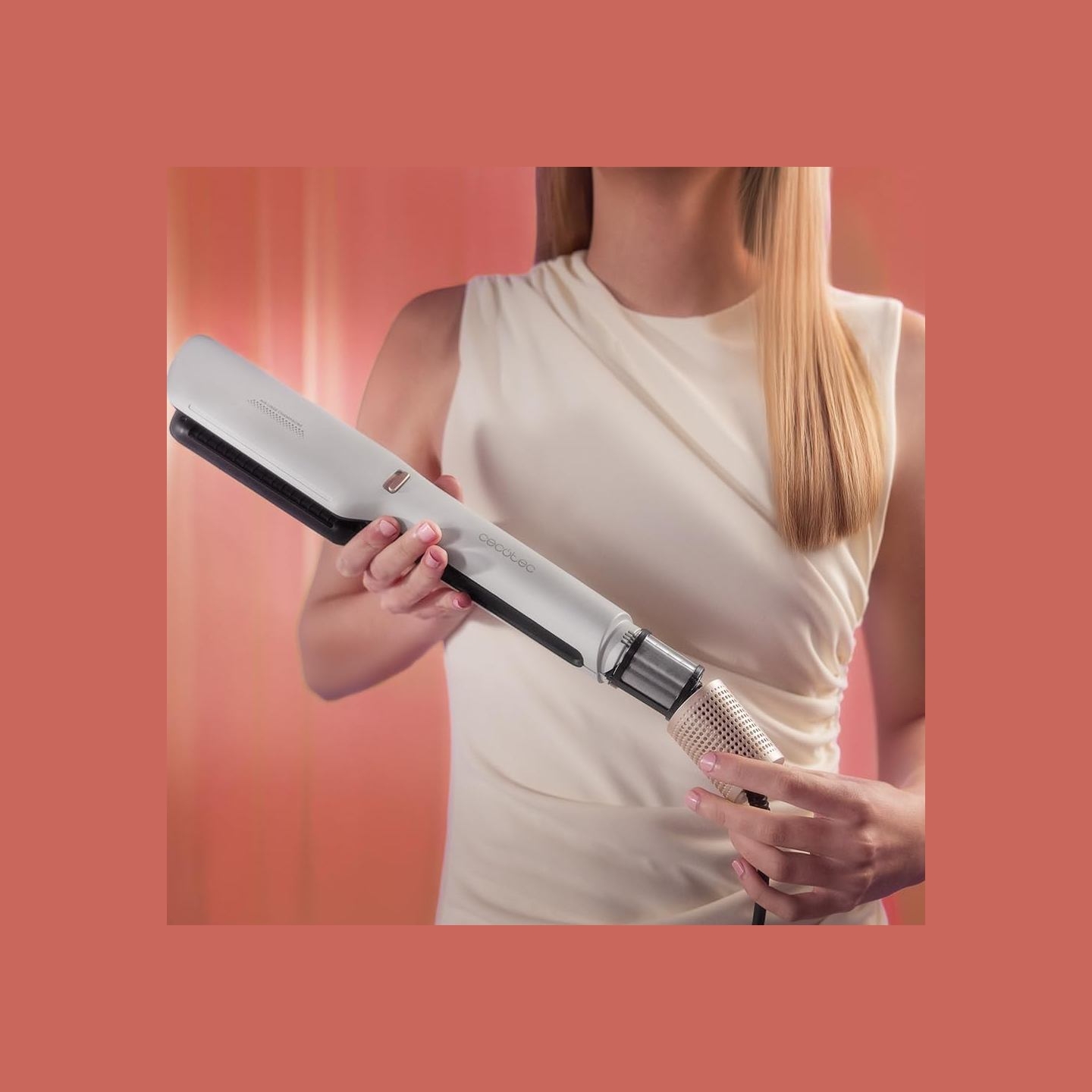 Cecotec Hair Straightener | Air Lisse Champagne | Ceramic heating system | Ionic function | Temperature (max) 230 °C | Temperatu
