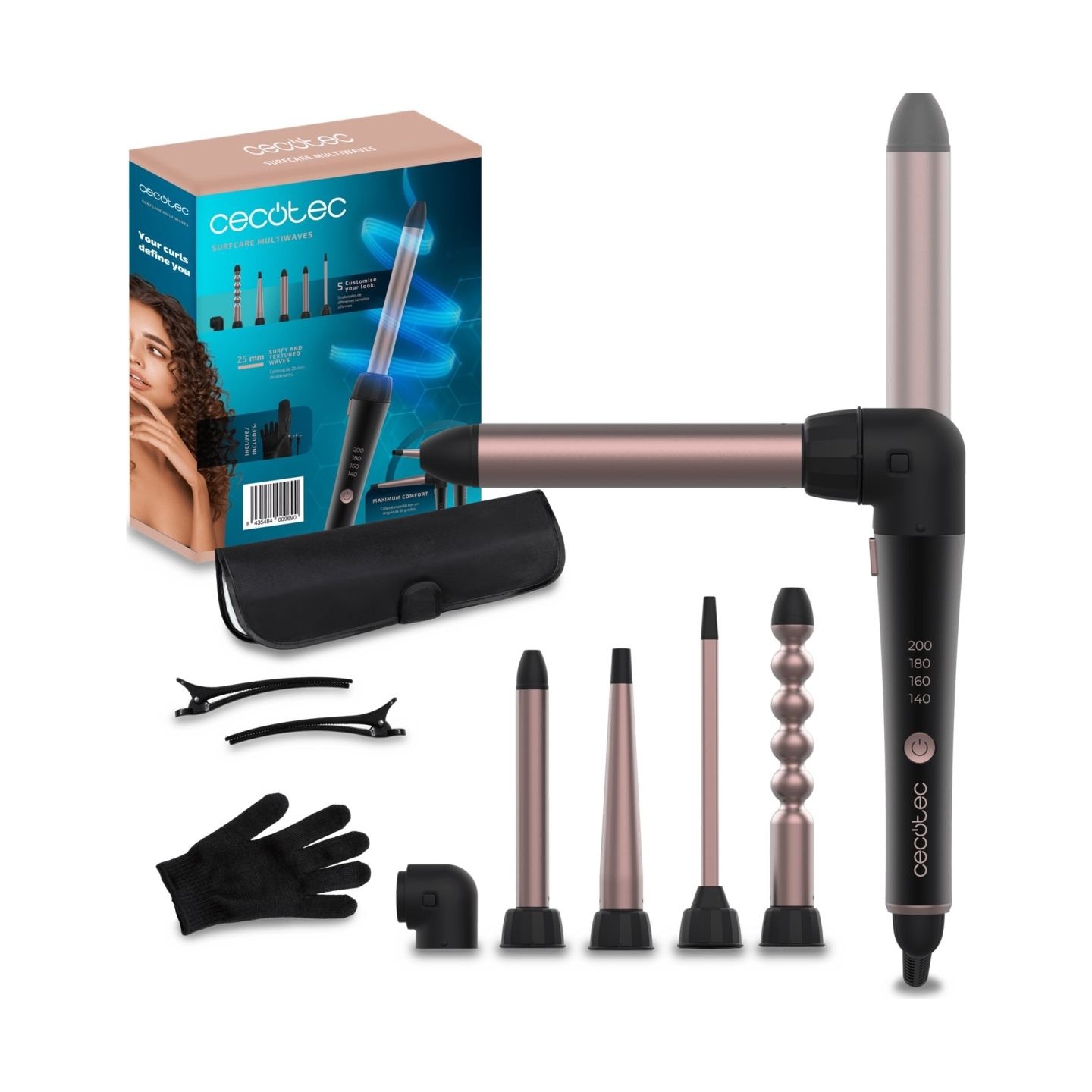 Cecotec Hair Curler | SurfCare MultiWaves Multi-head | Ceramic heating system | Temperature (min) 140 °C | Temperature (max) 200