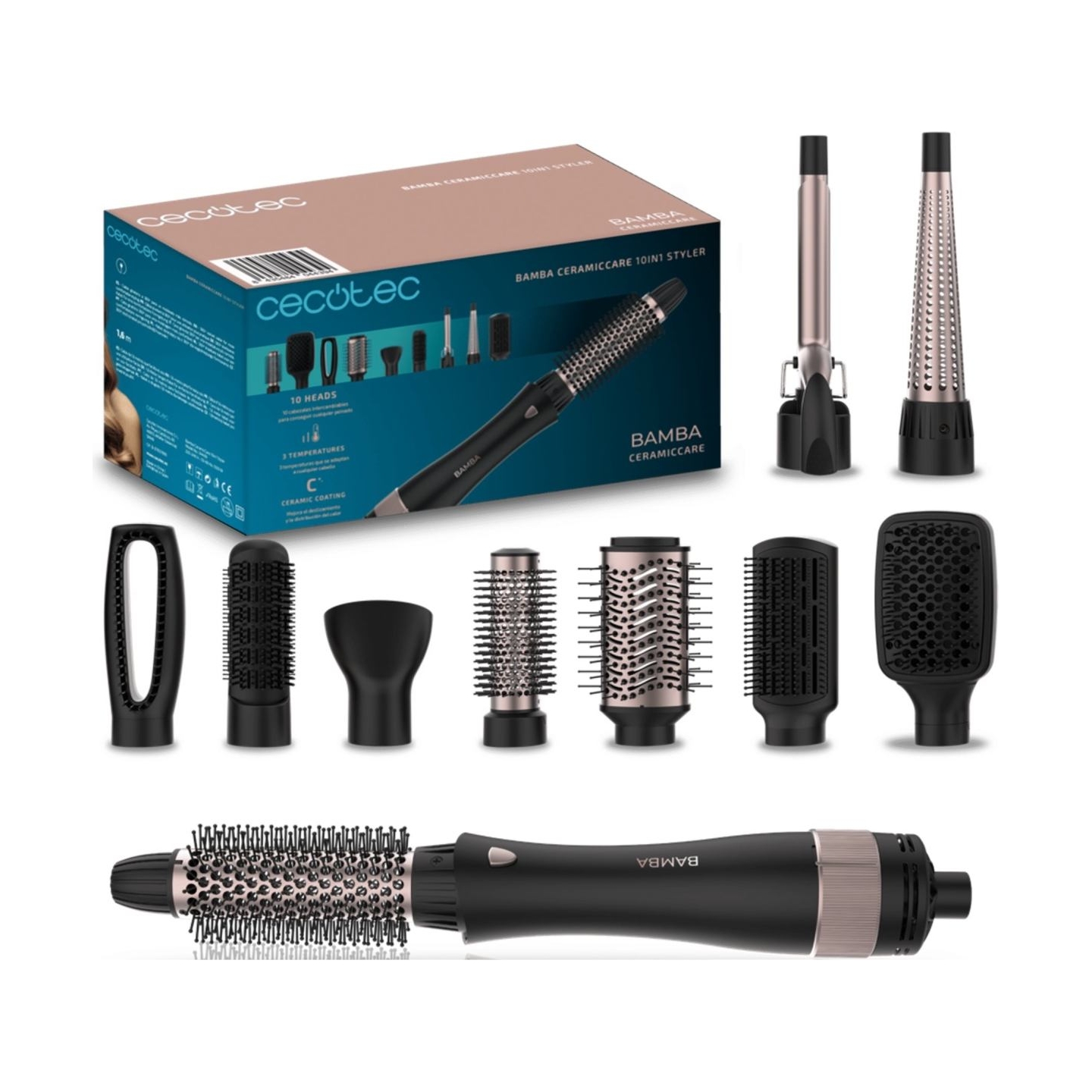 Cecotec Air brush | CeramicCare 10in1 Styler 10-in-1 | Number of heating levels 3 | 1000 W | Black