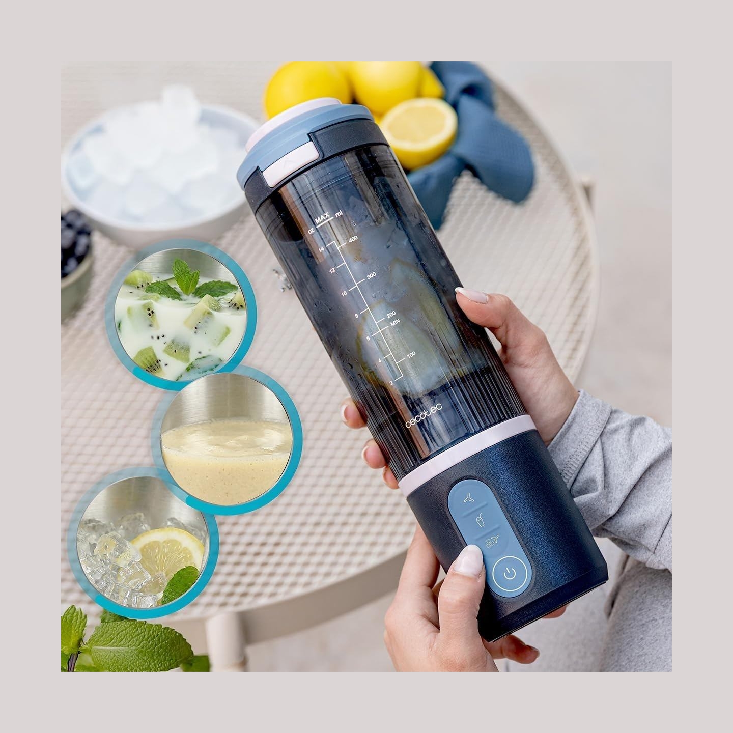 Cecotec Blender | Power Titanium Shake2Go | Portable | 180 W | Jar material BPA-free | Jar capacity 0.6 L | Lagoon