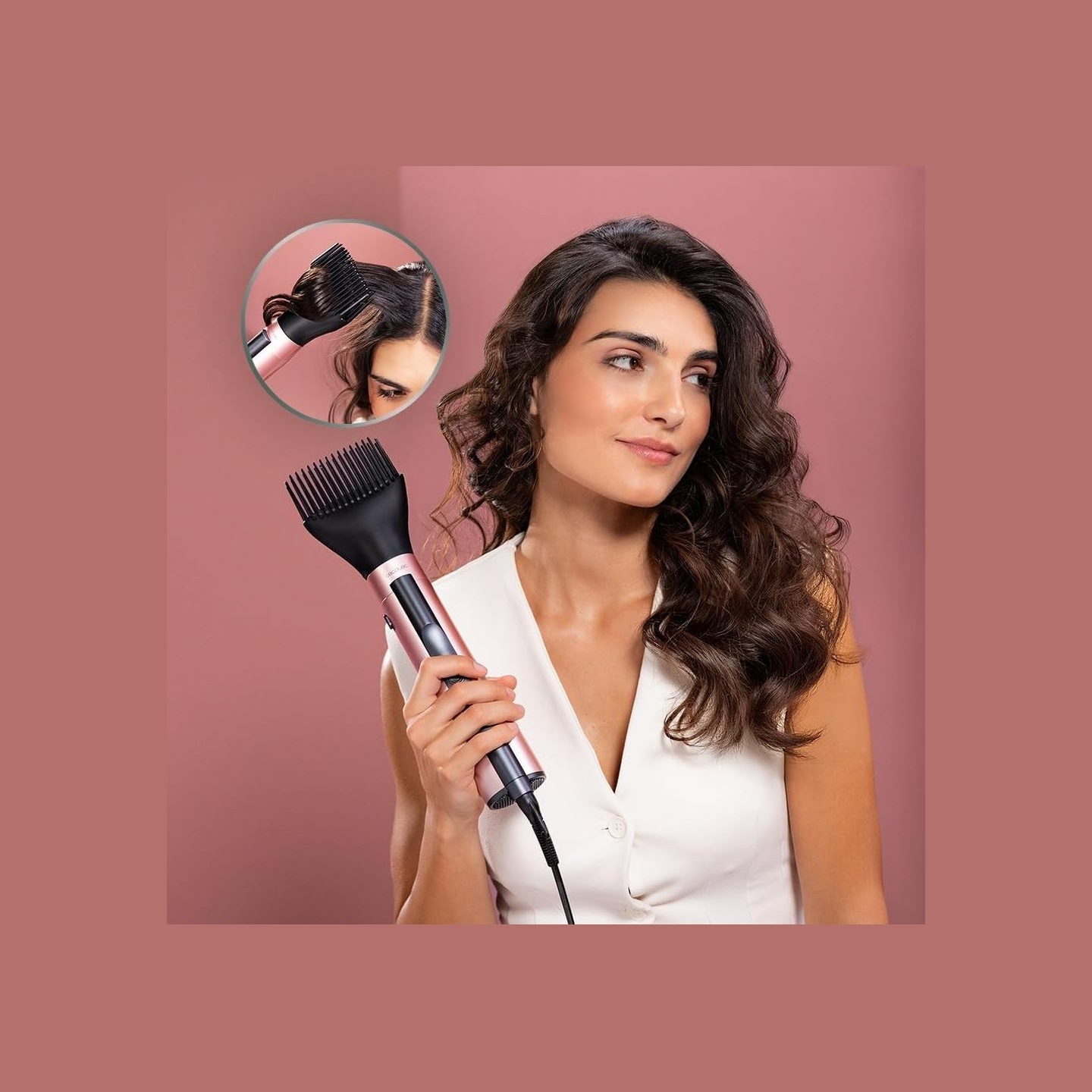 Cecotec Air Brush | CeramicCare 10in1 AirBrush | Ion conditioning | Number of heating levels 3 | 1200 W | Black/Pink