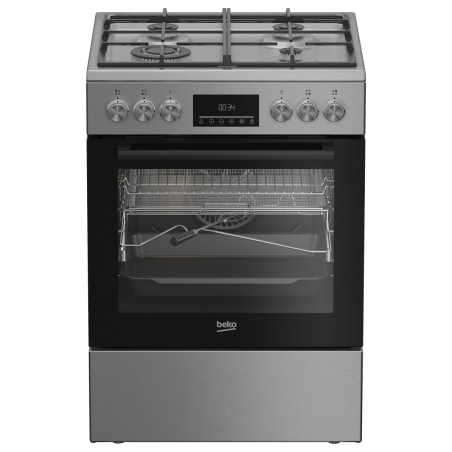 Beko Cooker | FBMA61330GXDT | Hob type Gas | Oven type Electric | Stainless Steel | Width 60 cm | Grilling | LED | Depth 60 cm |