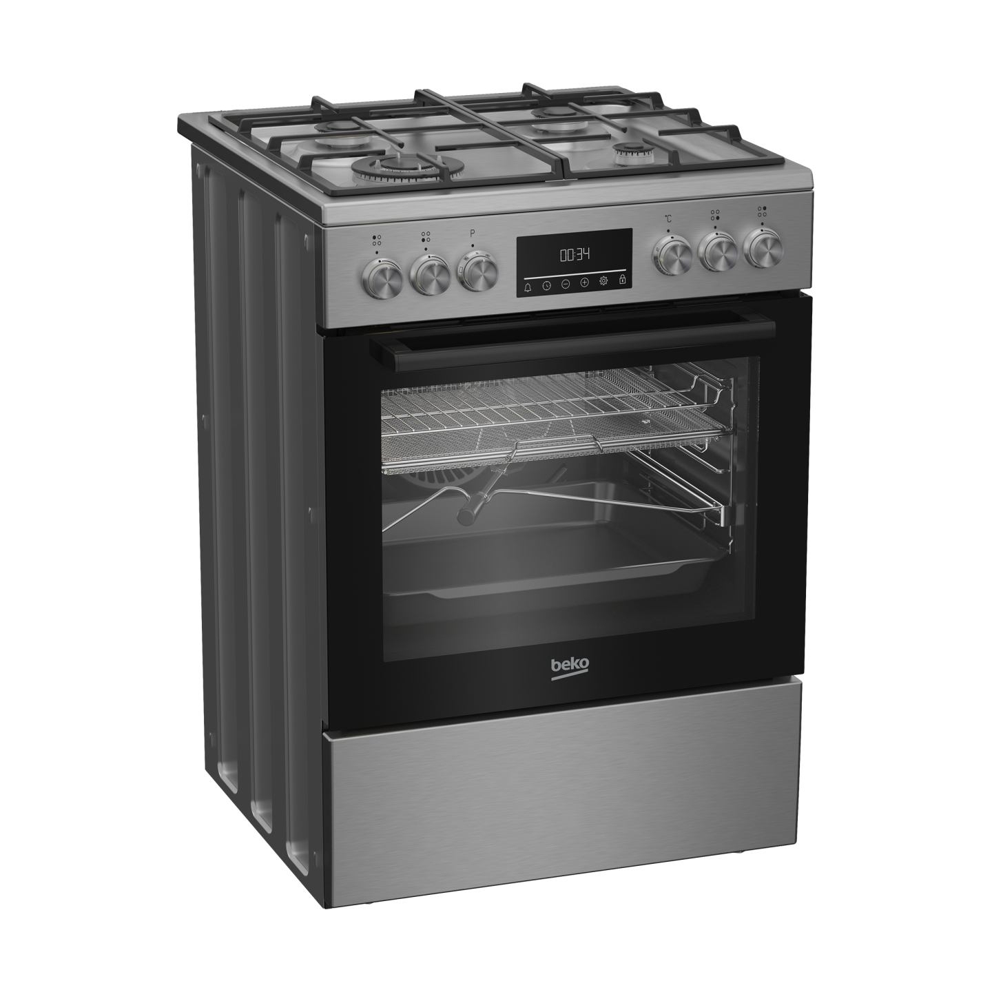 Beko Cooker | FBMA61330GXDT | Hob type Gas | Oven type Electric | Stainless Steel | Width 60 cm | Grilling | LED | Depth 60 cm |