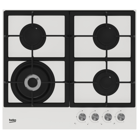 Beko Hob | HILW64225SW | Gas | Number of burners/cooking zones 4 | Knob | White