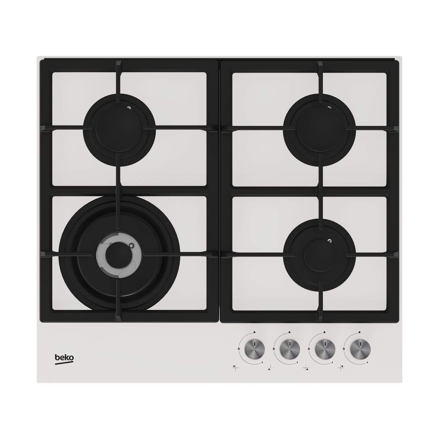 Beko Hob | HILW64225SW | Gas | Number of burners/cooking zones 4 | Knob | White