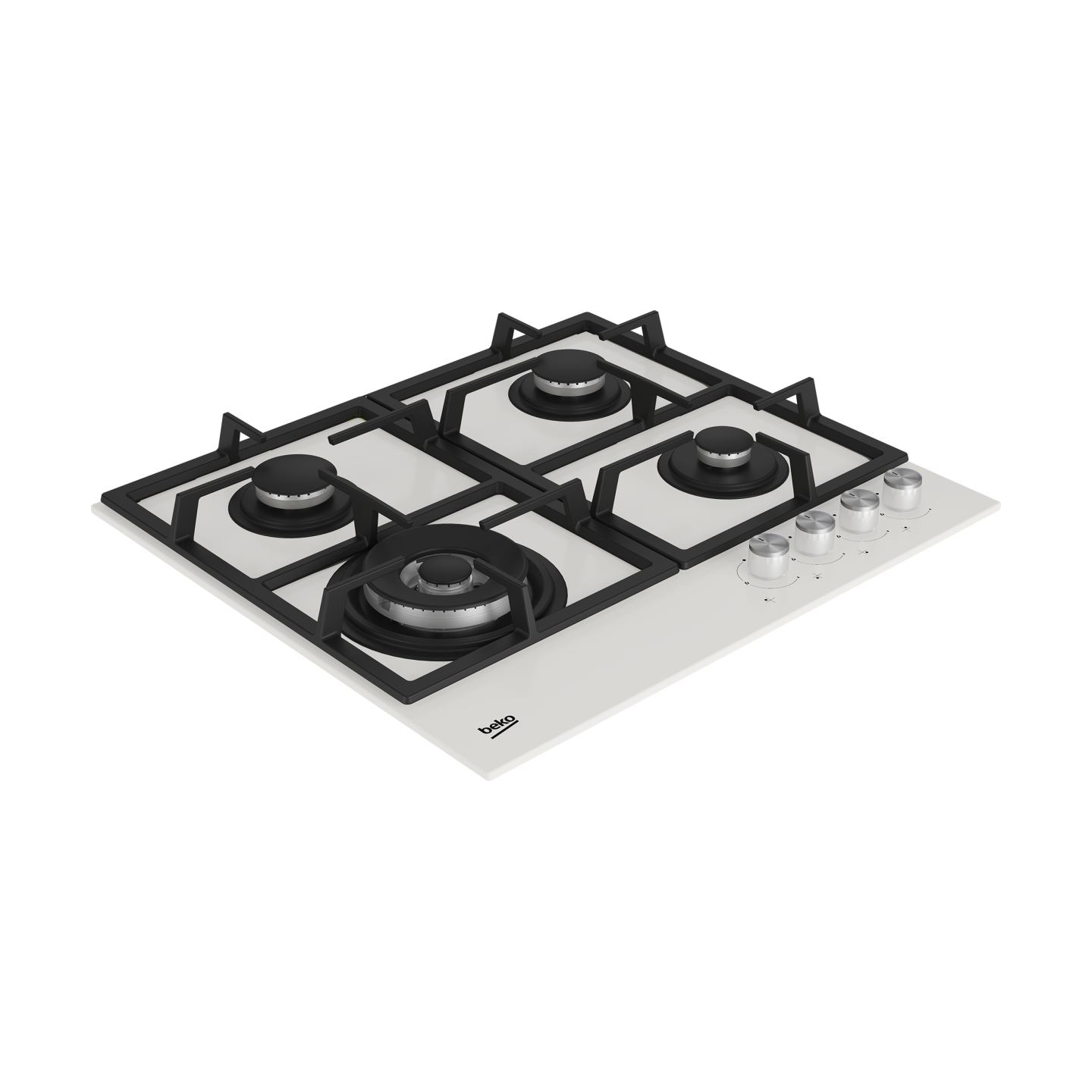 Beko Hob | HILW64225SW | Gas | Number of burners/cooking zones 4 | Knob | White