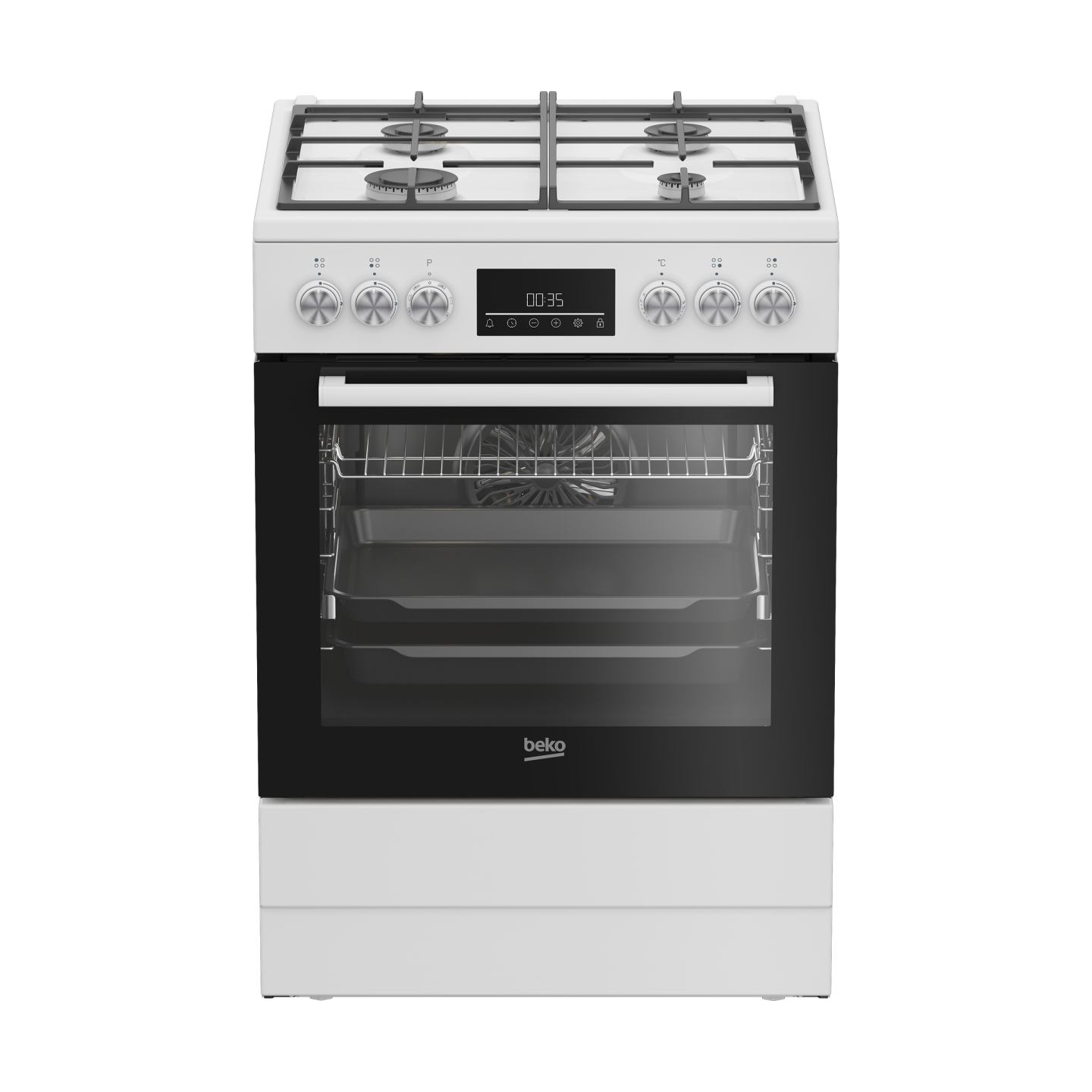 Beko Cooker | FBM62330GWDTN | Hob type Gas | Oven type Electric | White | Width 60 cm | Grilling | LED | Depth 60 cm | 72 L