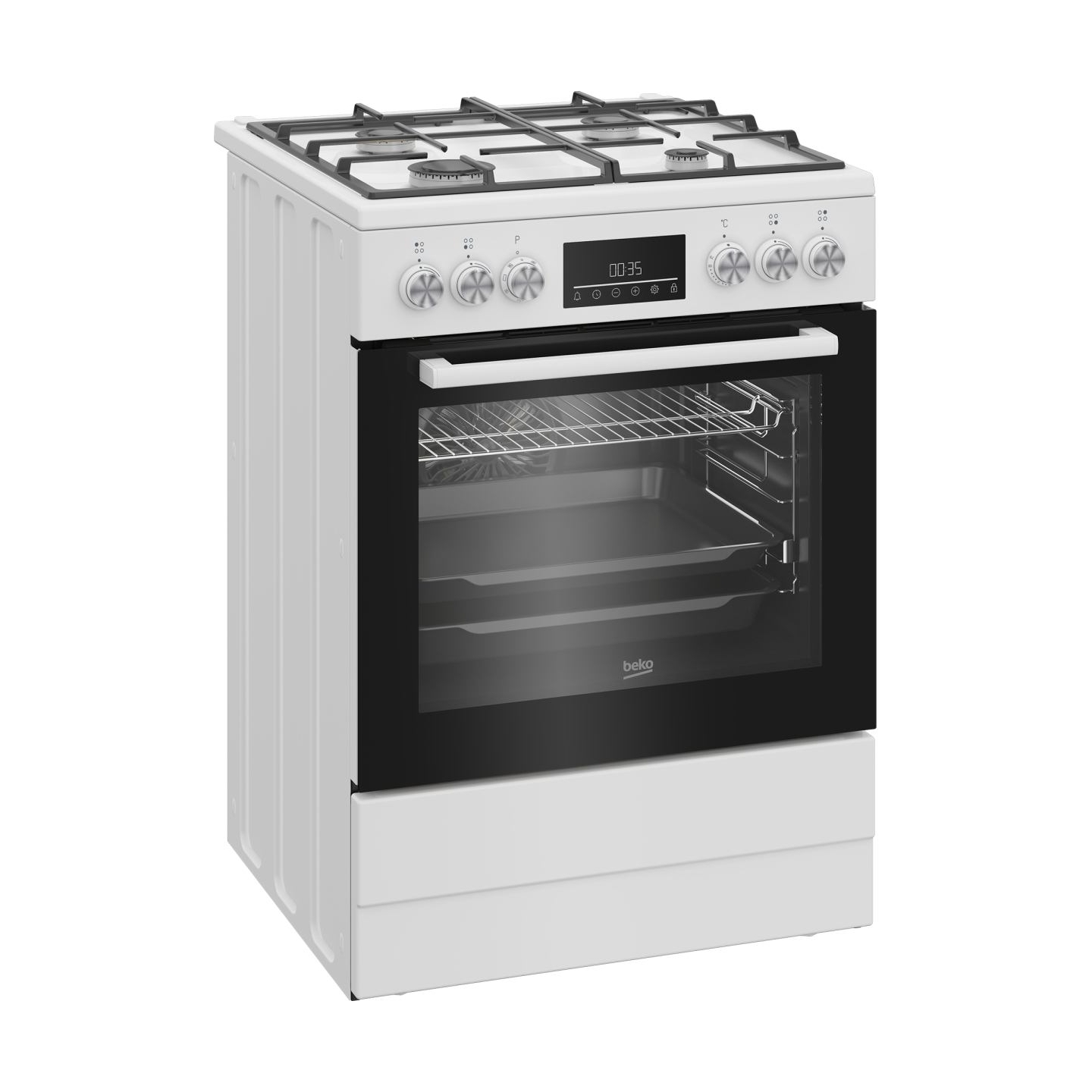 Beko Cooker | FBM62330GWDTN | Hob type Gas | Oven type Electric | White | Width 60 cm | Grilling | LED | Depth 60 cm | 72 L