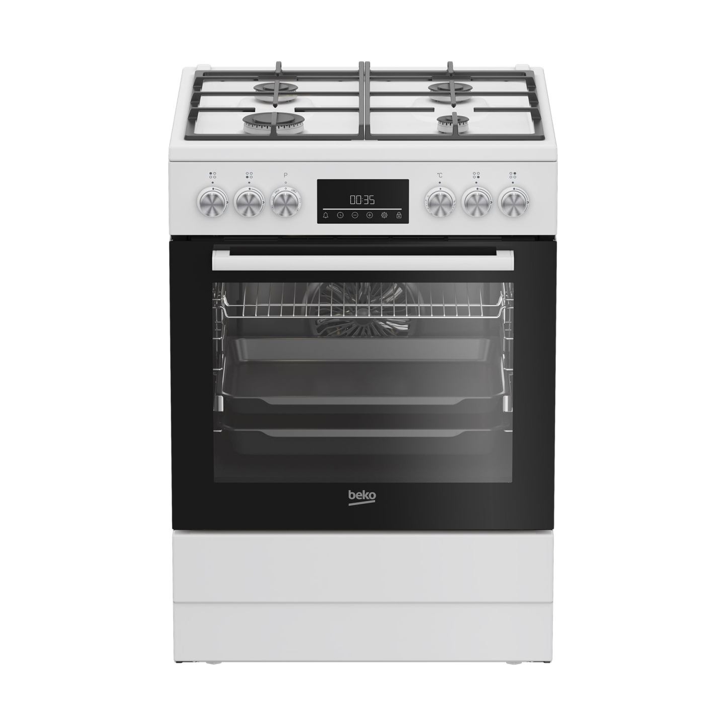 Beko Cooker | FBM62330GWDTN | Hob type Gas | Oven type Electric | White | Width 60 cm | Grilling | LED | Depth 60 cm | 72 L