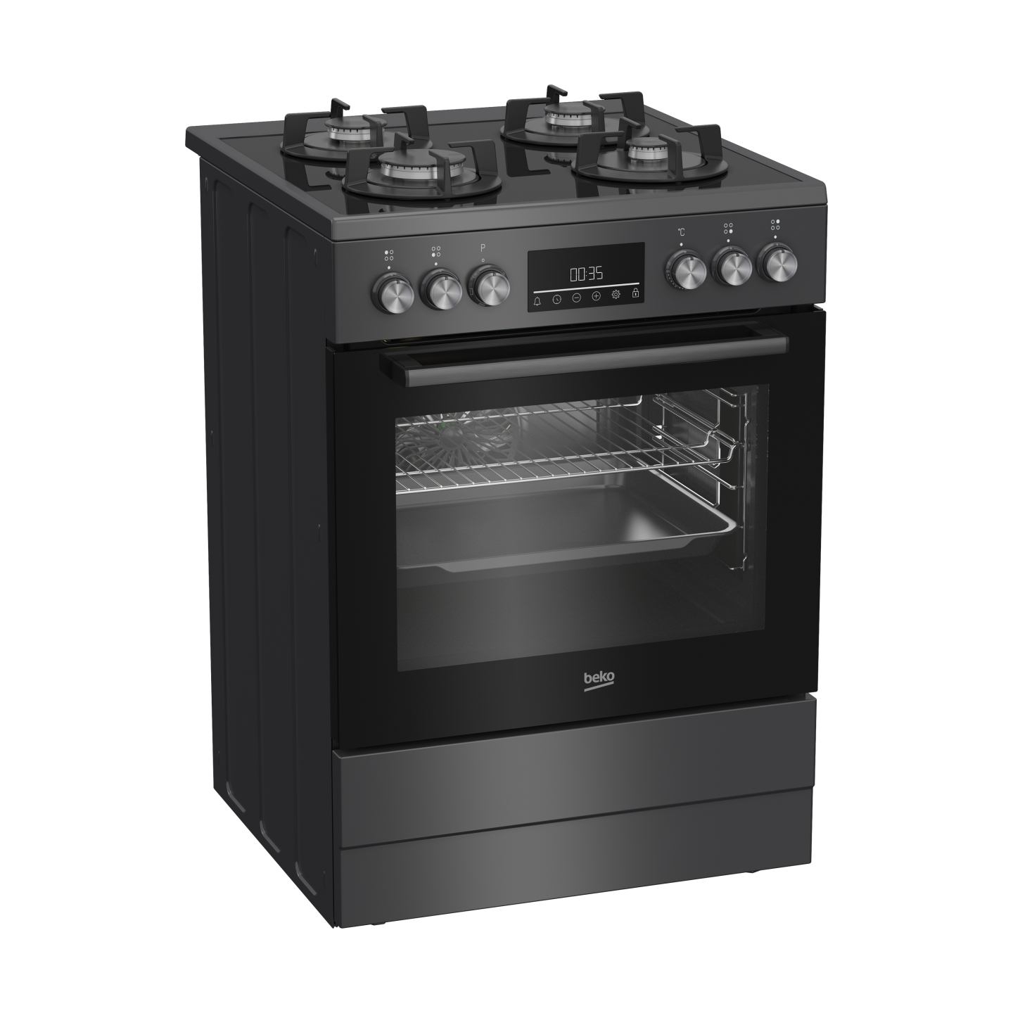 Beko Cooker | FBM62330GADSN | Hob type Gas | Oven type Electric | Grey | Width 60 cm | Grilling | LED | Depth 60 cm | 72 L