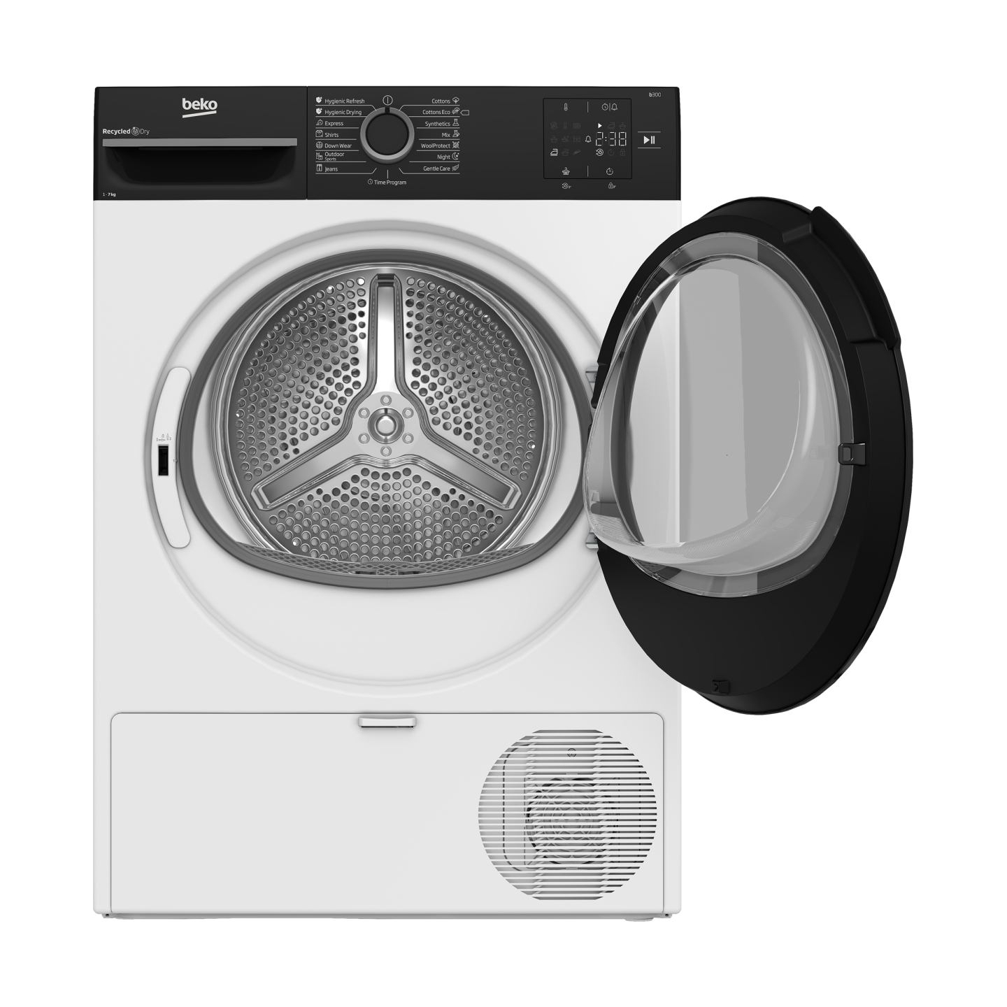 Beko Dryer Machine | BM3T37249WBB | Energy efficiency class C | Front loading | 7 kg | Digital | Depth 54.5 cm | White