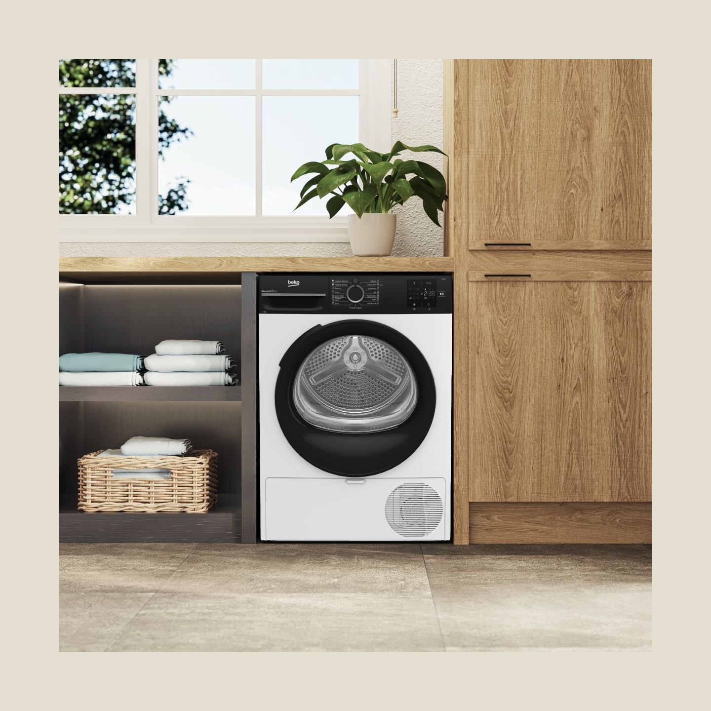Beko Dryer Machine | BM3T37249WBB | Energy efficiency class C | Front loading | 7 kg | Digital | Depth 54.5 cm | White