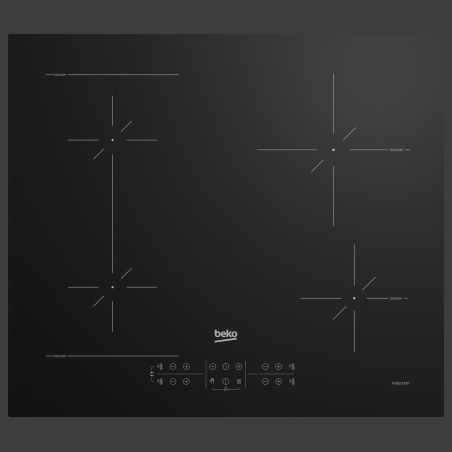 Beko Hob | HII64200SFMT | Induction | Number of burners/cooking zones 4 | Touch | Timer | Black