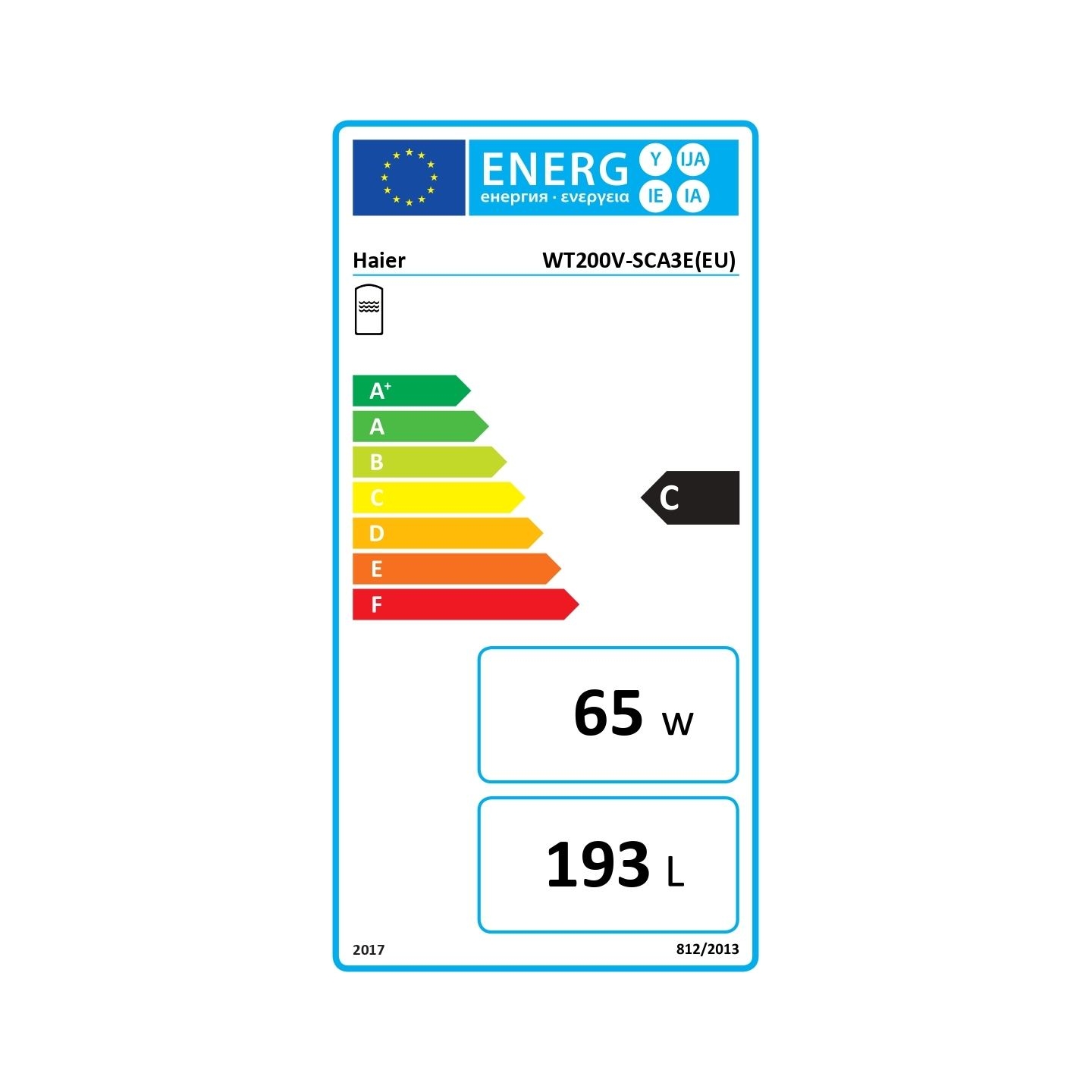Haier WT200VSCA3E | Enameled water heater 200L with integrated 2500W electric heater and 2m2 heat exchanger