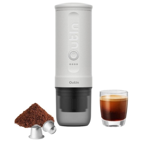 Outin Nano Espresso Machine, model OTEM-01, color Pearl White