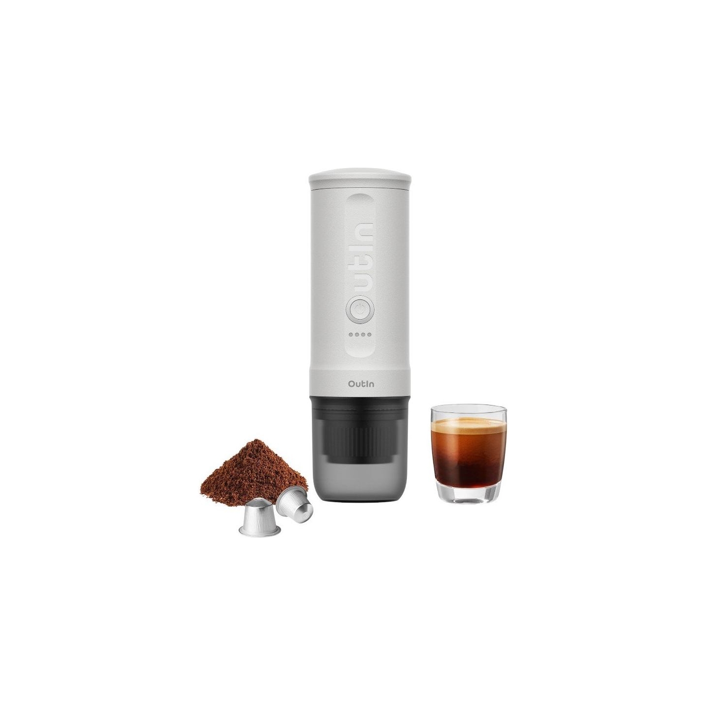 Outin Nano Espresso Machine, model OTEM-01, color Pearl White