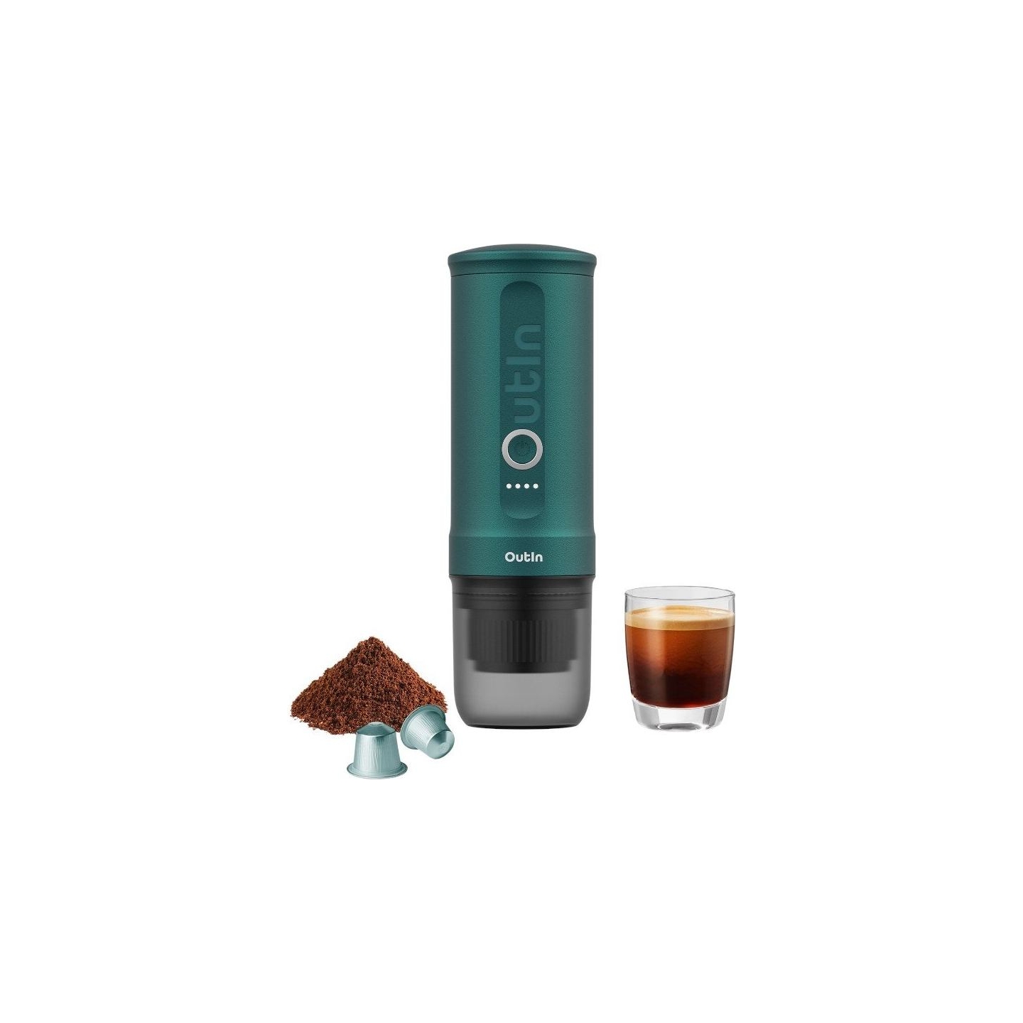 Outin Nano Espresso Machine, model OTEM-01, color Outin Teal