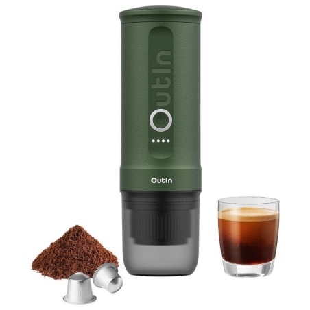 Outin Nano Espresso Machine, model OTEM-01, color Forest Green