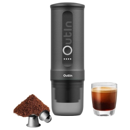 Outin Nano Espresso Machine, model OTEM-01, color Space Grey