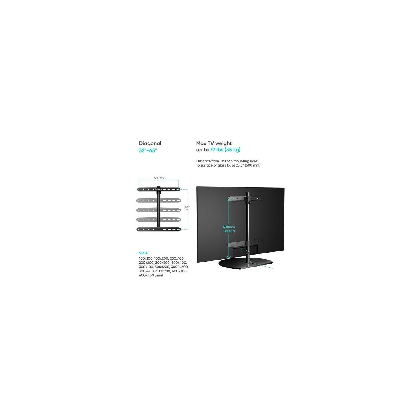Onkron TV SET ACC DESKTOP STAND/32-65" BLACK PT2-B ONKRON