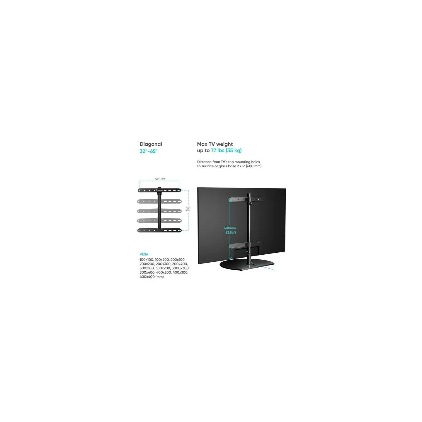 Onkron TV SET ACC DESKTOP STAND/32-65" BLACK PT2-B ONKRON