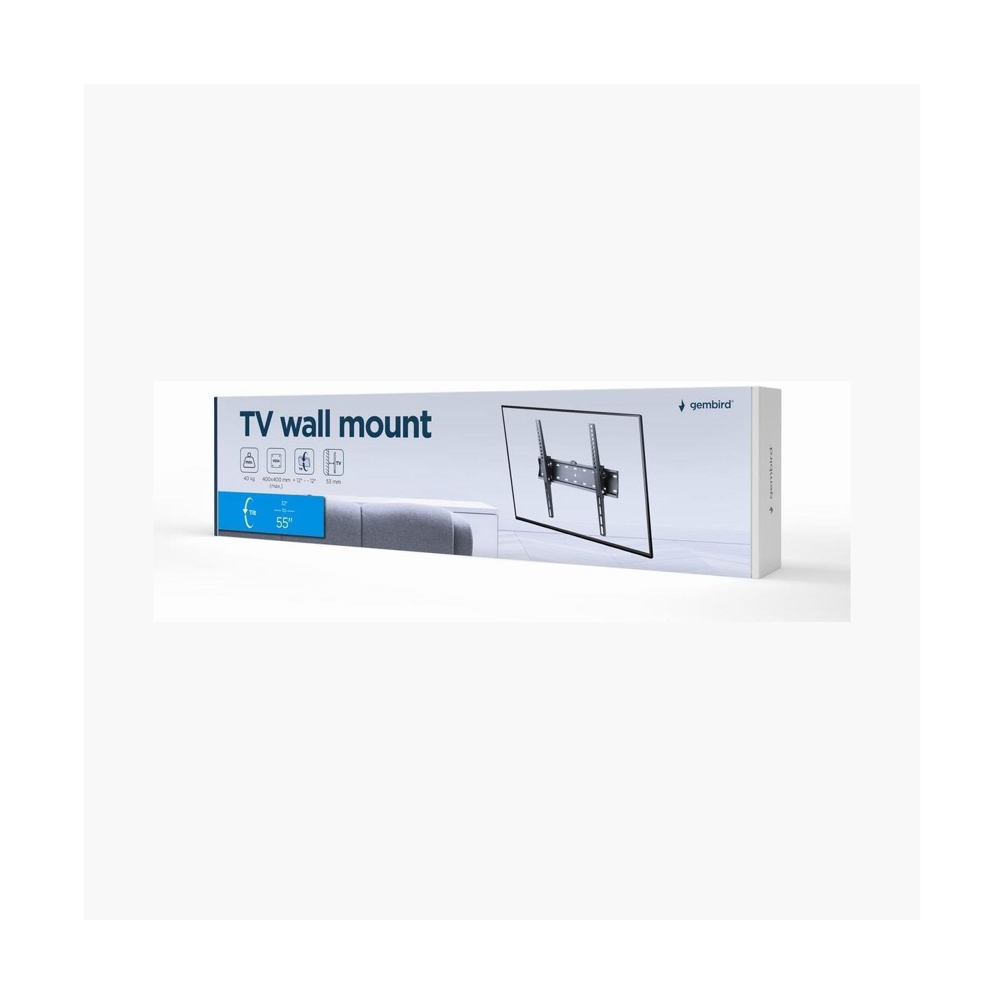 Gembird | Wall mount | WM-55T-02 | 32-55 " | Maximum weight (capacity) 40 kg | Black