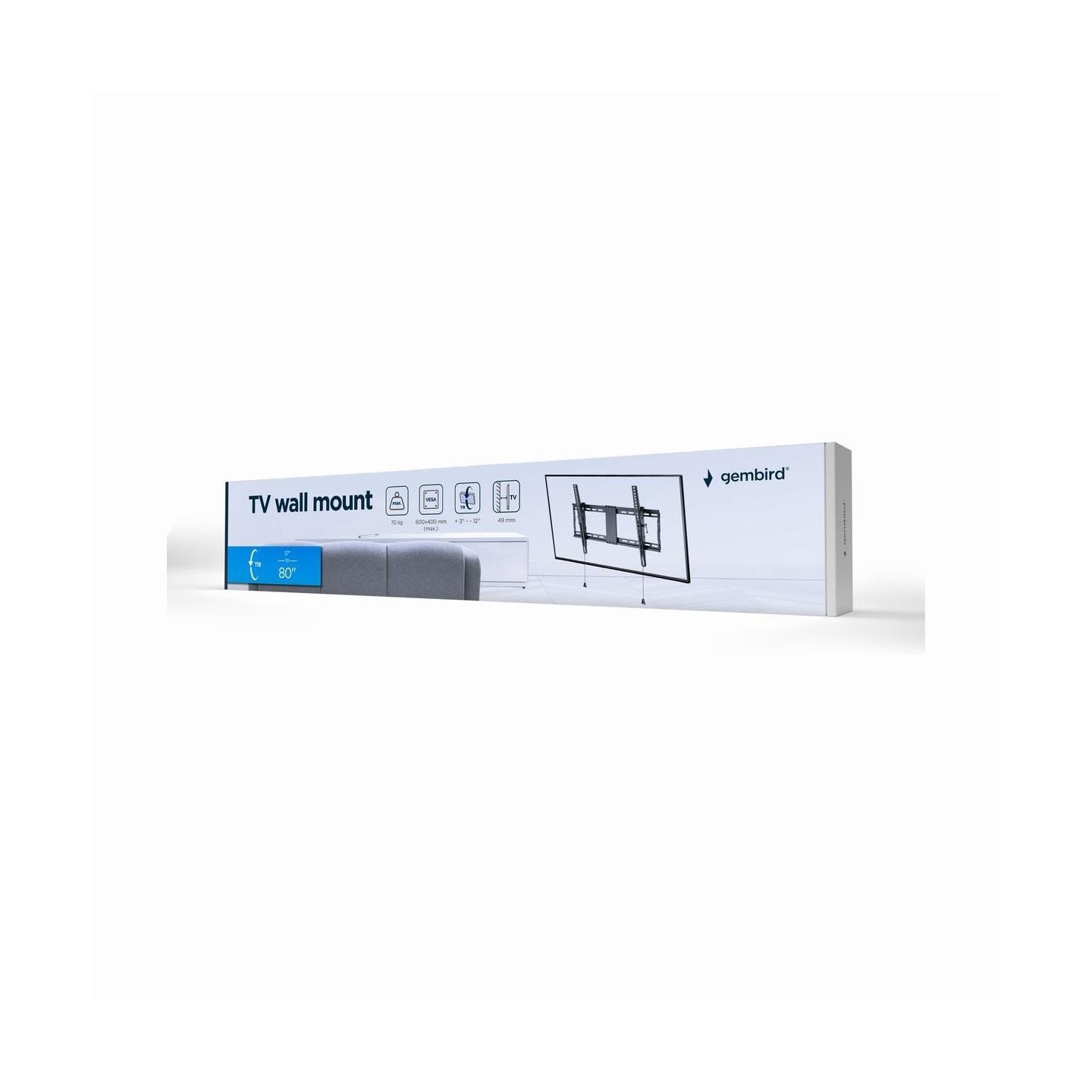 Gembird | Wall mount | Tilt | 37-80 " | Maximum weight (capacity) 70 kg | Black