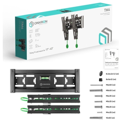 Onkron TV SET ACC WALL MOUNT /17-43"/BLACK TM4-B ONKRON