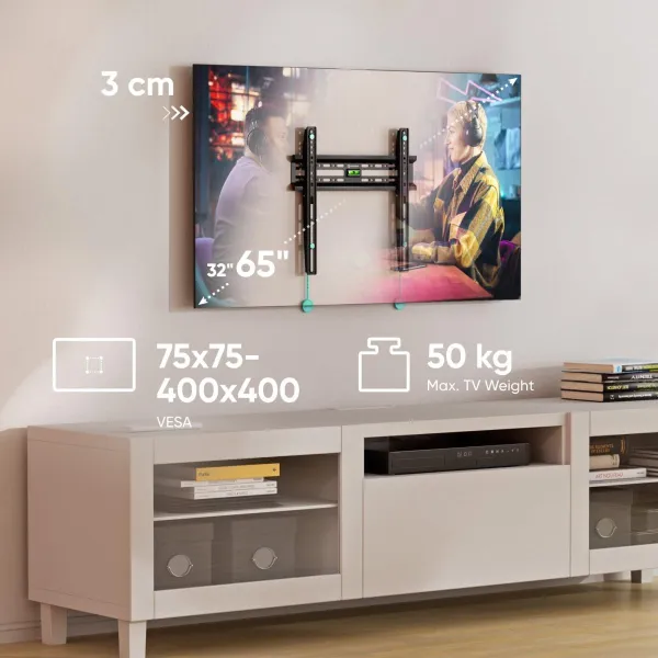 Onkron TV SET ACC WALL MOUNT /32-65"/BLACK FM2-B ONKRON