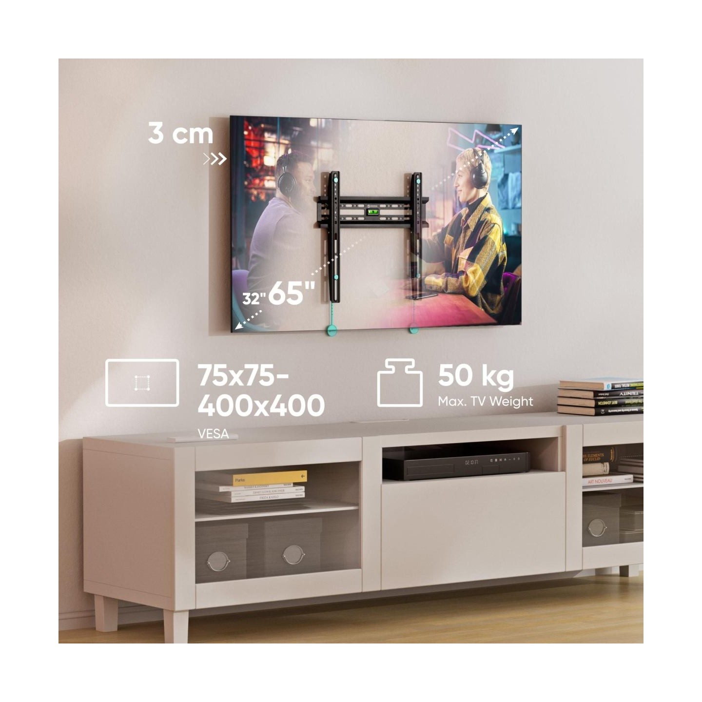 Onkron TV SET ACC WALL MOUNT /32-65"/BLACK FM2-B ONKRON