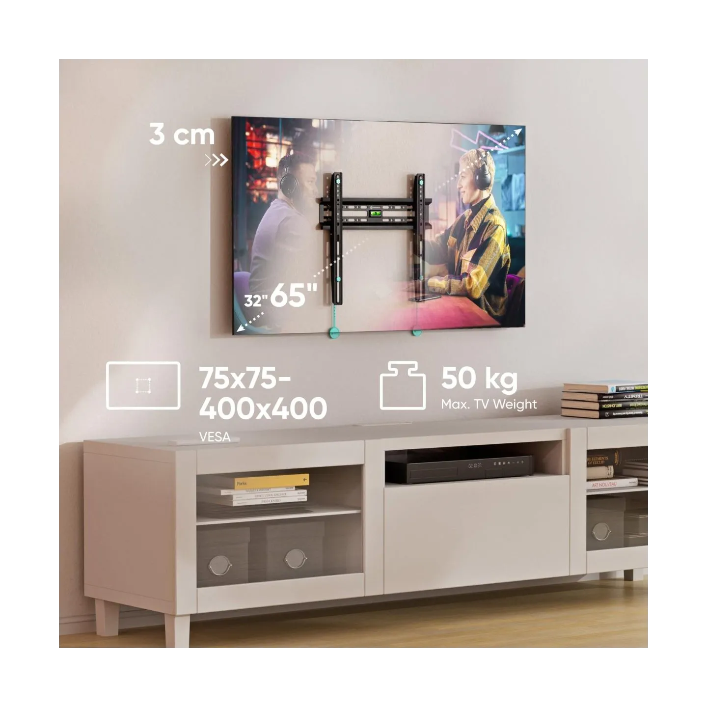 Onkron TV SET ACC WALL MOUNT /32-65"/BLACK FM2-B ONKRON