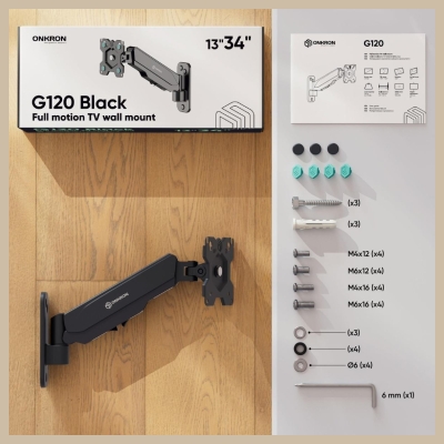 Onkron TV SET ACC WALL MOUNT /13-34"/BLACK G120-B ONKRON