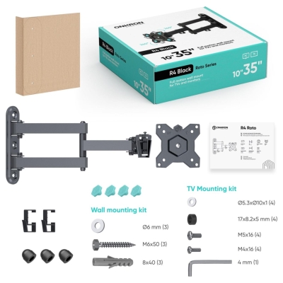 Onkron TV SET ACC WALL MOUNT /10-35"/BLACK R4-B ONKRON