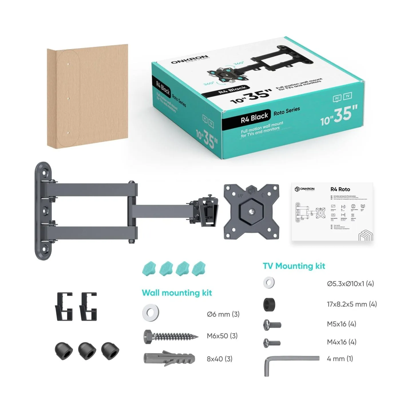 Onkron TV SET ACC WALL MOUNT /10-35"/BLACK R4-B ONKRON