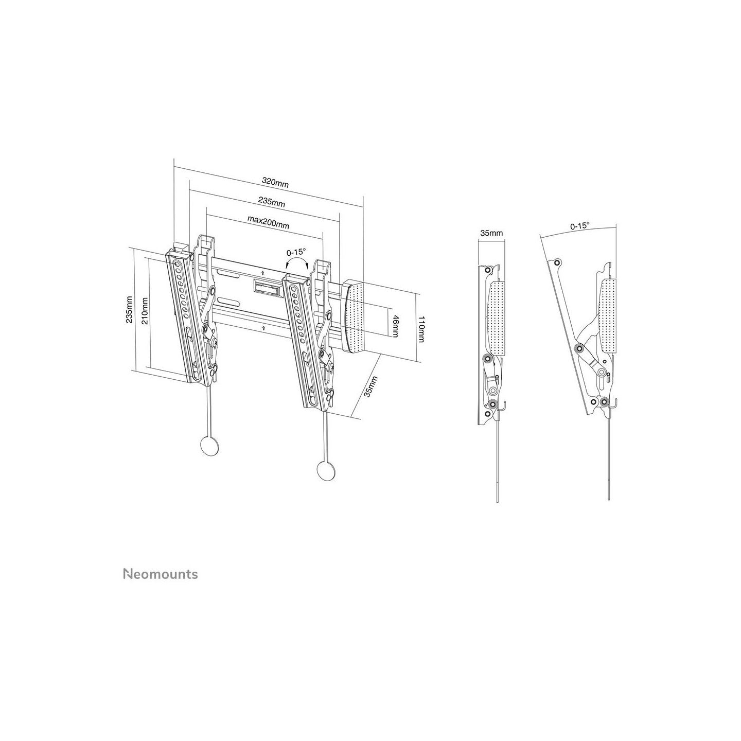Neomounts TV SET ACC WALL MOUNT 10-40"/BLACK NM-W125BLACK NEOMOUNTS