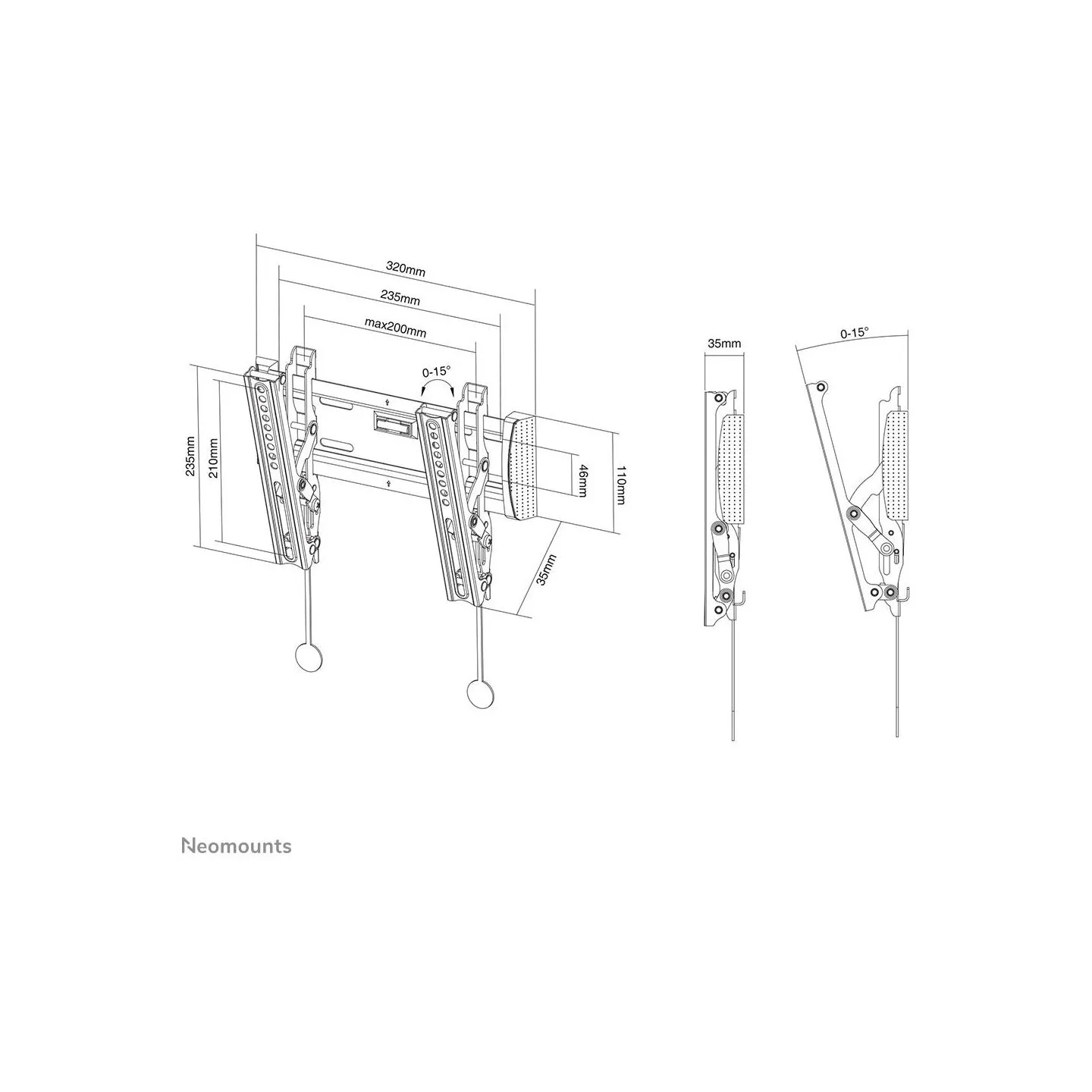 Neomounts TV SET ACC WALL MOUNT 10-40"/BLACK NM-W125BLACK NEOMOUNTS