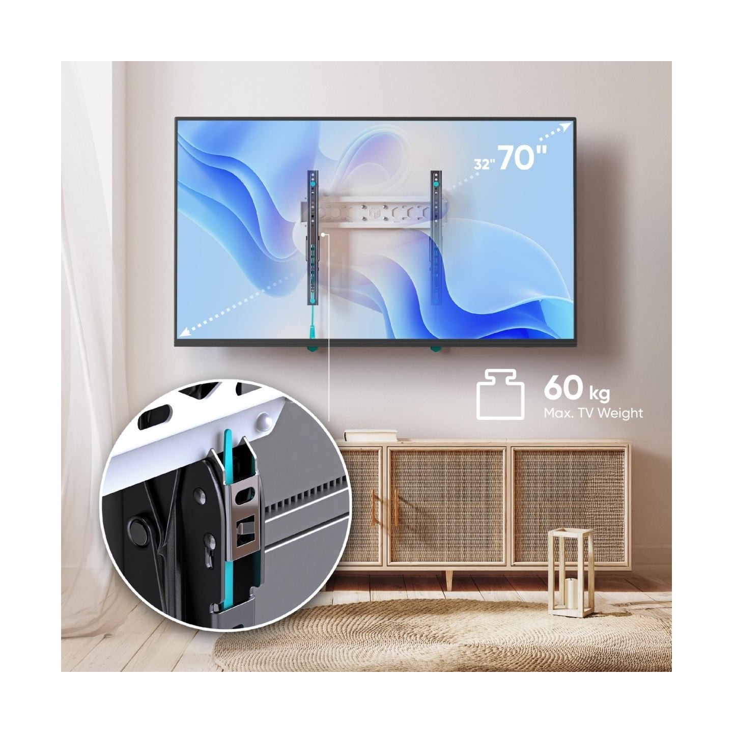 Onkron TV SET ACC WALL MOUNT /32-70"/BLACK/WHITE TM5-BW ONKRON