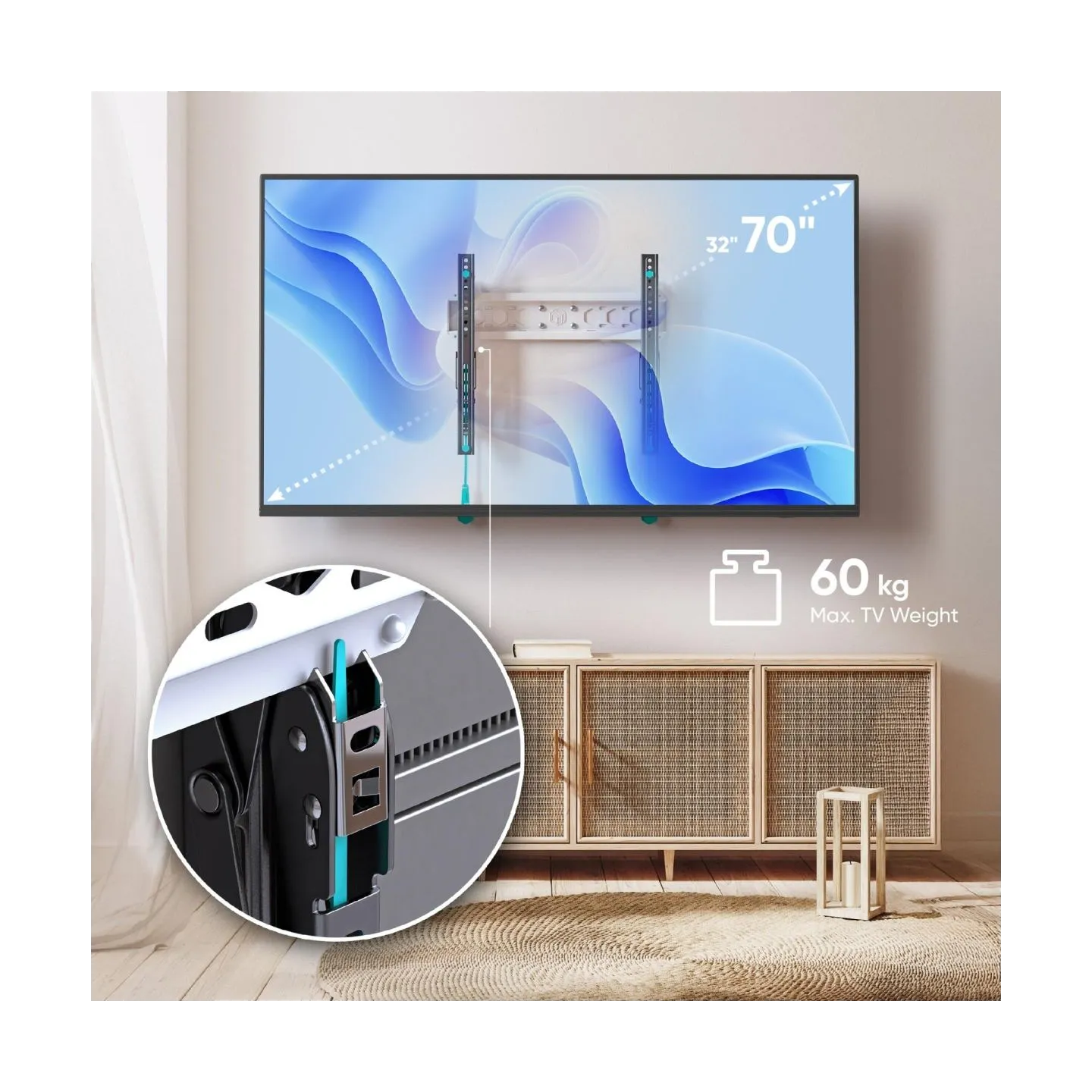 Onkron TV SET ACC WALL MOUNT /32-70"/BLACK/WHITE TM5-BW ONKRON