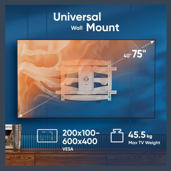 Onkron TV SET ACC WALL MOUNT/40-75"/WHITE M6L-W ONKRON