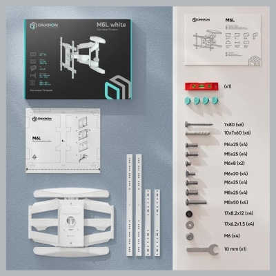 Onkron TV SET ACC WALL MOUNT/40-75"/WHITE M6L-W ONKRON