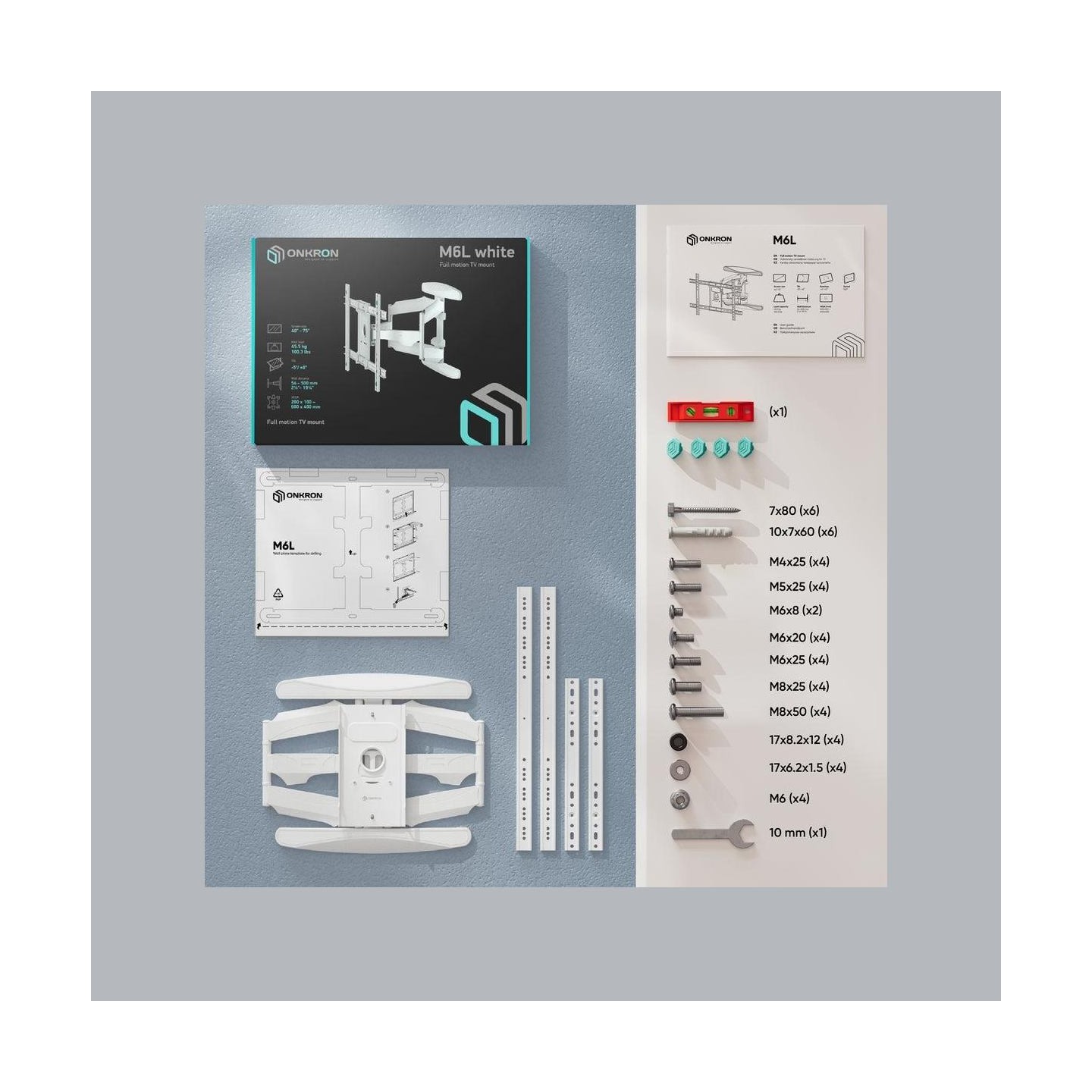 Onkron TV SET ACC WALL MOUNT/40-75"/WHITE M6L-W ONKRON