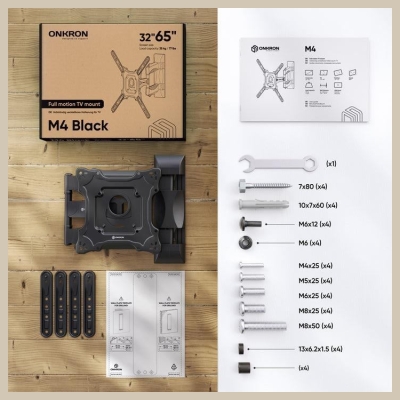 Onkron TV SET ACC WALL MOUNT /32-65"/BLACK M4-B ONKRON