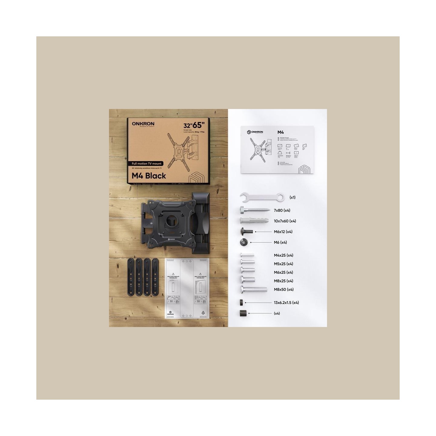 Onkron TV SET ACC WALL MOUNT /32-65"/BLACK M4-B ONKRON