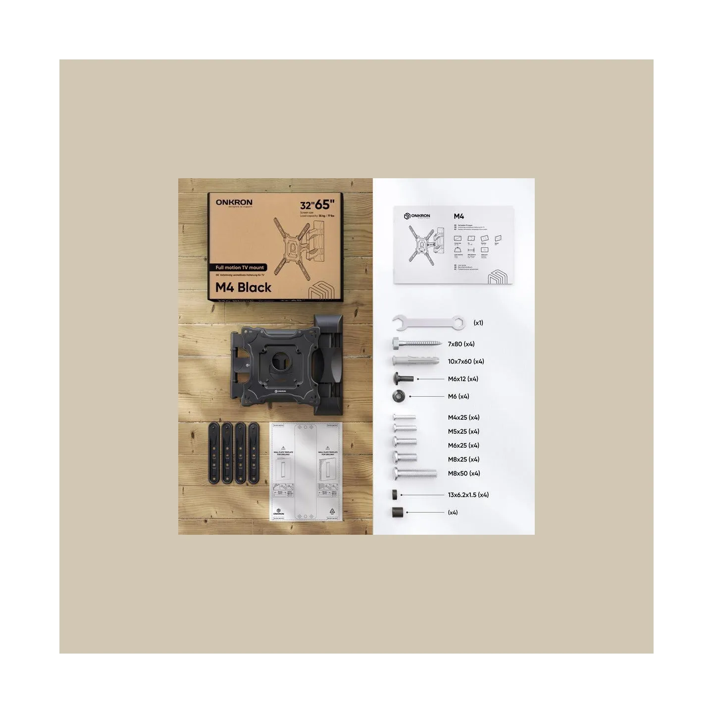 Onkron TV SET ACC WALL MOUNT /32-65"/BLACK M4-B ONKRON