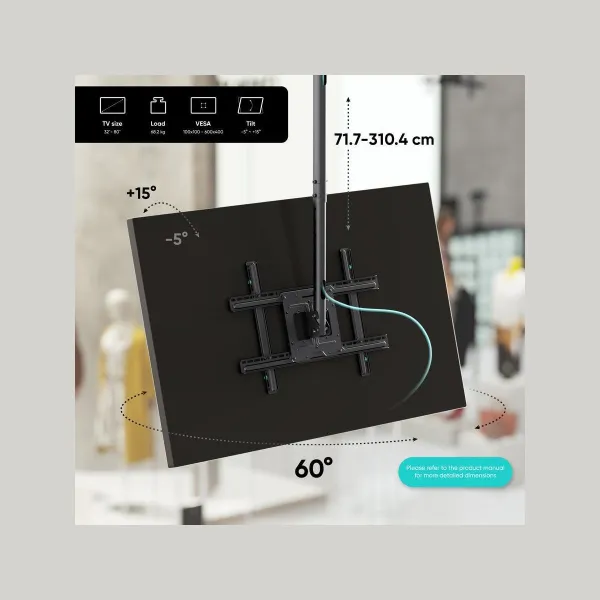 Onkron TV SET ACC CEILING MOUNT/32-80" BLACK N2L-B ONKRON