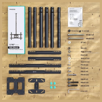 Onkron TV SET ACC CEILING MOUNT/32-80" BLACK N2L-B ONKRON